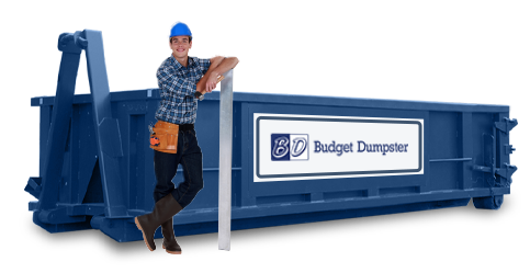 Man Standing in Front of a 15 Yard Dumpster